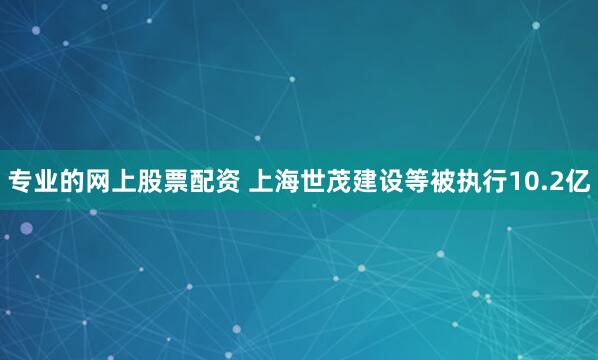 专业的网上股票配资 上海世茂建设等被执行10.2亿